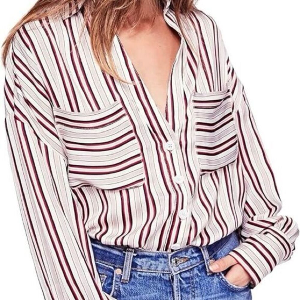 FREE PEOPLE Women's Mad‎ About You Button Down Top Size Small